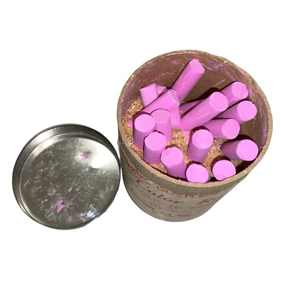 Antique Collectible Jar Can Pink Dustless Chalk 16 sticks School - Picture 2 of 4